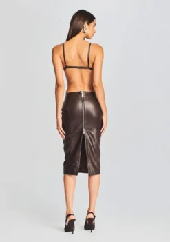 Mercy Leather Skirt -Fashion Loft Ecommerce Crop 20230815 Esti Bra Mercy Skirt Dark Chocolate 1508 ECOMM scaled