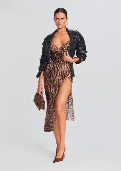 Emma Silk Dress 9 Emma Silk Dress -Fashion Loft Ecommerce Crop 23 07 18 SET1 Emma Dress Tan Ocelot Victoria Jacket 0018 ECOMM scaled