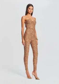 Elodie Sequin Jumpsuit -Fashion Loft Ecommerce Crop 23 09 22 ELODIEJUMPSUIT TANNIN 2126 ECOMM scaled