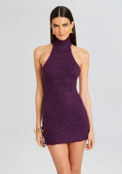 Mandy Boucle Dress -Fashion Loft Ecommerce Crop 23 10 25 RUECARDIGAN MANDYDRESS EGGPLANT 635 ECOMM scaled