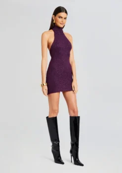 Mandy Boucle Dress -Fashion Loft Ecommerce Crop 23 10 25 RUECARDIGAN MANDYDRESS EGGPLANT 637 ECOMM scaled