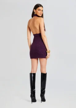 Mandy Boucle Dress -Fashion Loft Ecommerce Crop 23 10 25 RUECARDIGAN MANDYDRESS EGGPLANT 643 ECOMM scaled