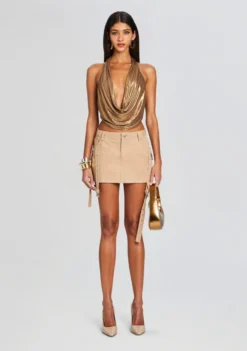 Verna Leather Skirt 9 Verna Leather Skirt -Fashion Loft Ecommerce Crop 24 02 16 RONIATOP BRONZEGOLD VERNASKIRT SAND 1539 ECOMM 57077081 40b7 48a7 b87d dc01fad00cd0 scaled