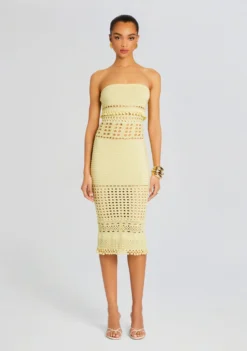 Caroline Knit Crochet Dress -Fashion Loft Ecommerce Crop 24 02 29 CAROLINEDRESS METALLICBUTTERCREAM 2022 ECOMM scaled