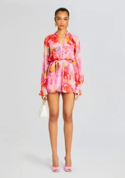 Rosa Romper -Fashion Loft Ecommerce Crop 24 02 29 ROSA973ROMPERWBELT PINKFLORAL 1013 ECOMM scaled