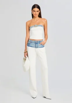 Etta Knit Denim Top -Fashion Loft Ecommerce Crop 24 03 13 CHANIPANT ETTATOP WHITECOASTLINE ALESSANDRASANDAL DENIM 1309 ECOMM scaled