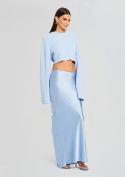 Lucinda Sweater -Fashion Loft Ecommerce Crop 24 03 13 SILVANASKIRT DAPHKNITCARGO LUCINDASWEATER ICEBLUE 1754 ECOMM scaled