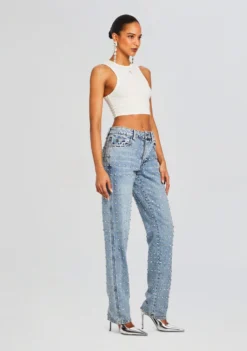 Vero Embellished Denim Pant -Fashion Loft Ecommerce Crop 24 03 27 CLEATANK WHITE VEROPANT TANGIER 1914 ECOMM scaled